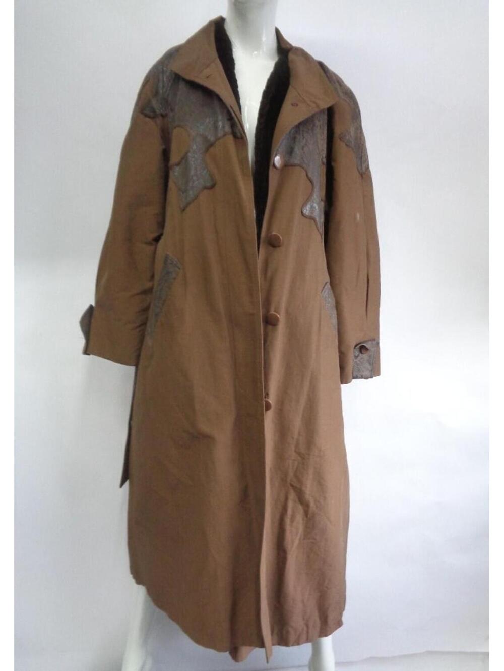 Excellent Brown Sheared Rabbit Fur Lined Raincoat Jacket Women Woman Size 8 M
